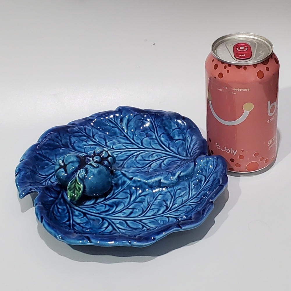 1960s Mood Indigo Blue 2-Part 7 1/2" Japanese Ceramic Serving Dish by Inarco